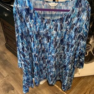 Christopher and Banks tunics in blue, black and white. 3x